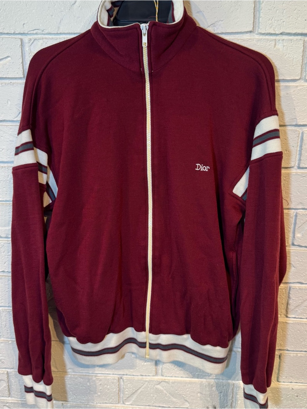 Vintage 80s 90s Christian Dior Monsieur Burgundy Zip-Up Track Jacket Men’s L